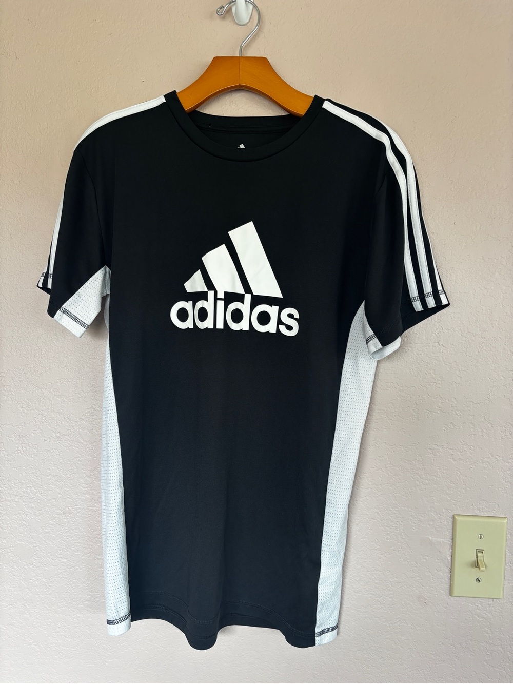 adidas Black and White Logo Performance Tee size XL